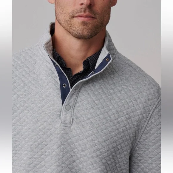 RHONE Gramercy Gray 1/4 Placket Pullover Sz 2XL Sweater Quilted Preppy Classic - Picture 5 of 16